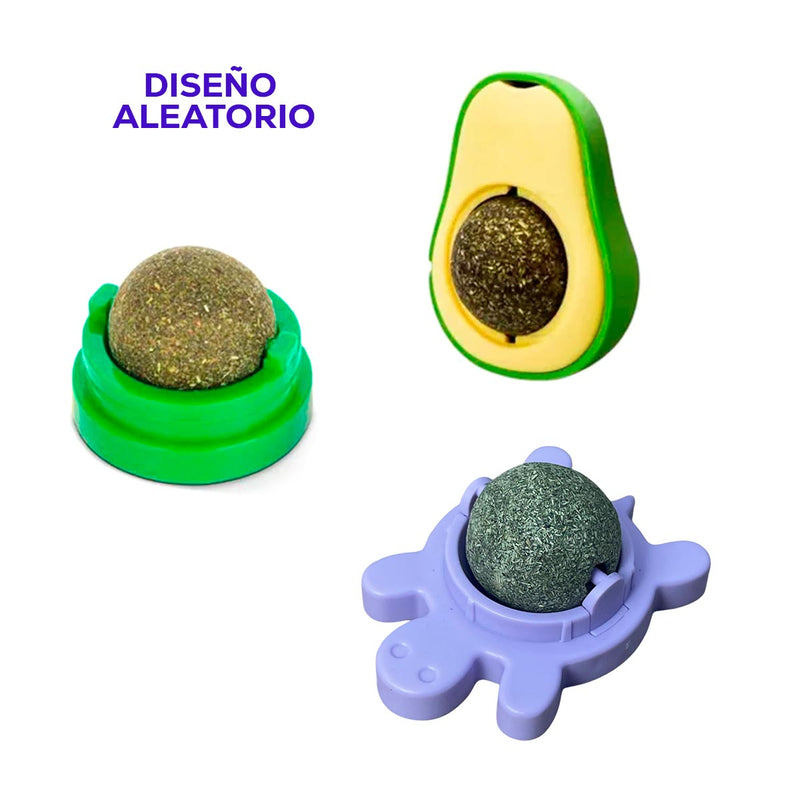 Juguete Para Gatos Anti Estrés Bola Giratoria Hierba Gatera Catnip AHY03