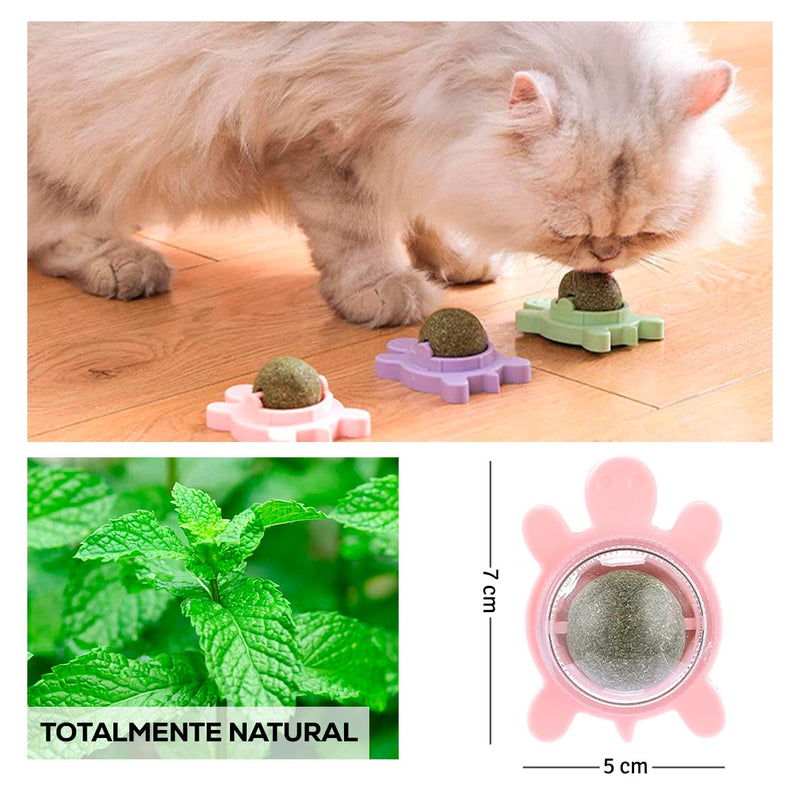 Juguete Para Gatos Anti Estrés Bola Giratoria Hierba Gatera Catnip AHY03