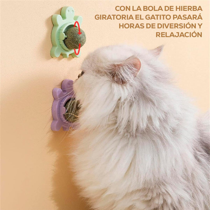 Juguete Para Gatos Anti Estrés Bola Giratoria Hierba Gatera Catnip AHY03