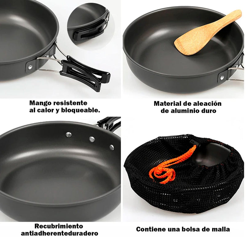 Kit De Utensilios De Cocina Para Camping Olla y Sartén SY-200
