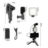 Kit Estabilizador Trípode Soporte Celular Luz Led Micrófono Vlog Video AY49