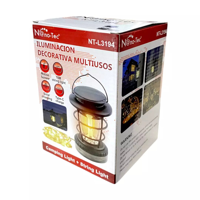 Linterna/Lampara Decorativa De Luz Cálida Con Sensor De Movimiento NT-L3194