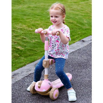 SCOOTER INFANTIL 3 EN 1 - DIVERSIÓN Y SEGURIDAD EN CADA PASEO SK-8102 MUNBE ROSADO
