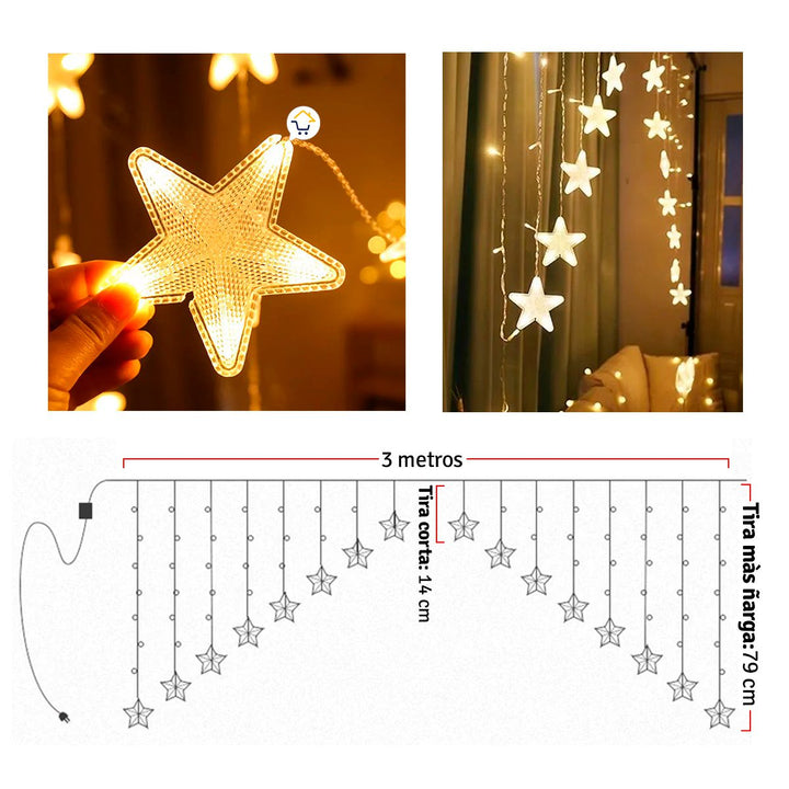 Luces Led Estrella X136 Luces 3m Navidad YG115AM