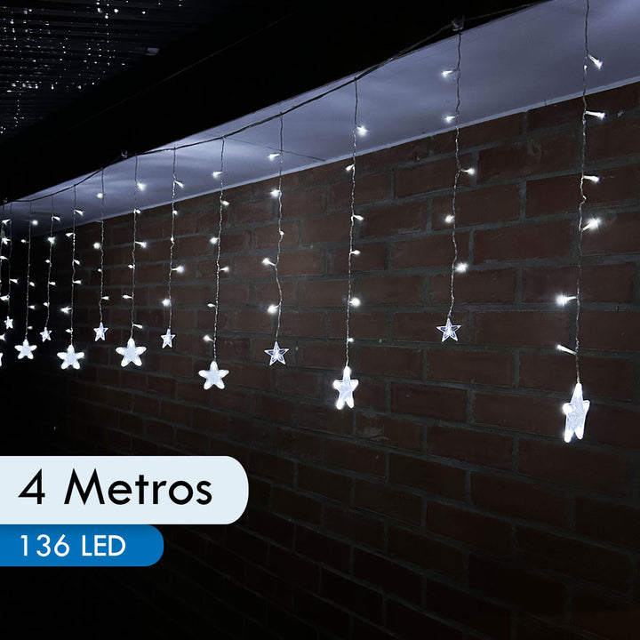 Luces Led Estrella X136 LED Cortina Luces 4m Navidad Blanca CE136NB