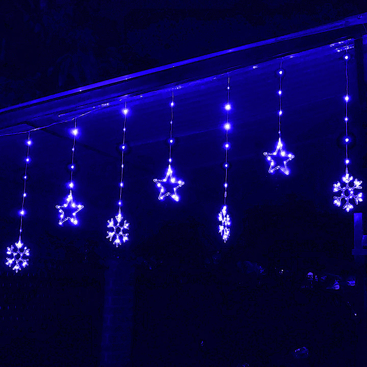 Luces Led Estrellas y Copos 260 Luces 3m Navidad Azul 1629