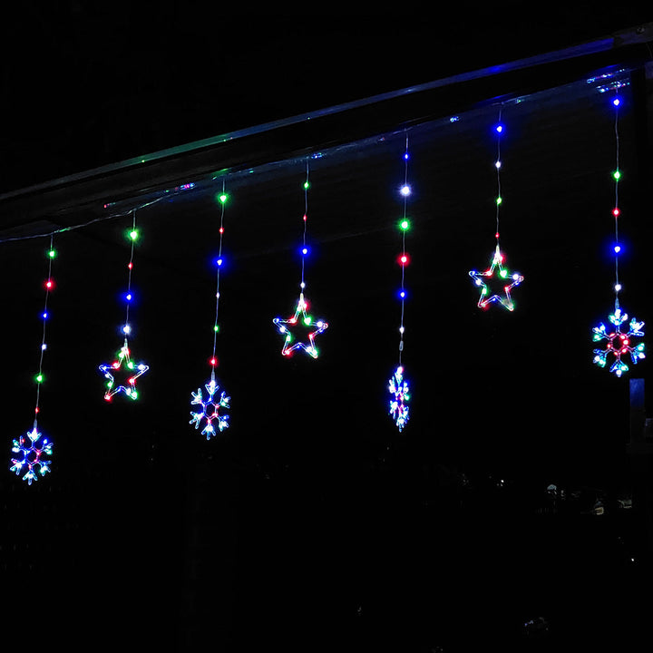Luces Led Estrellas y Copos 260 Luces 3m Navidad Multicolor 1628