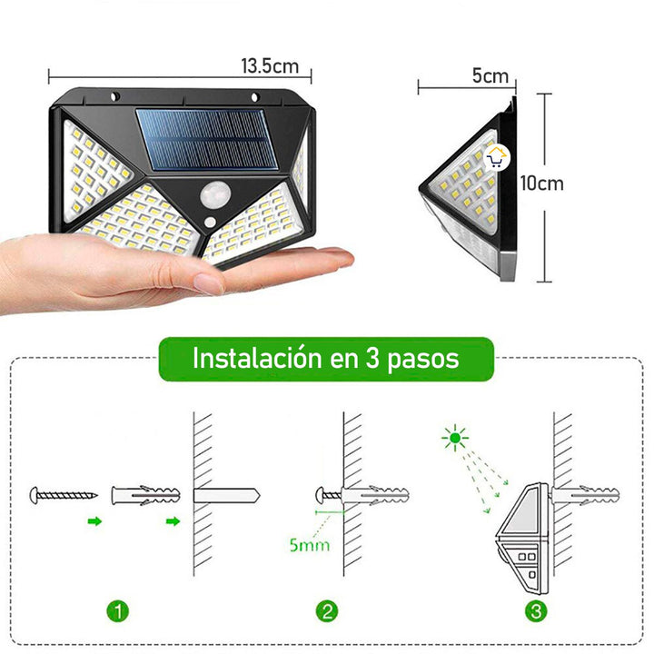 Luz de Emergencia Lámpara Sensor de Movimiento Recarga Solar CL162