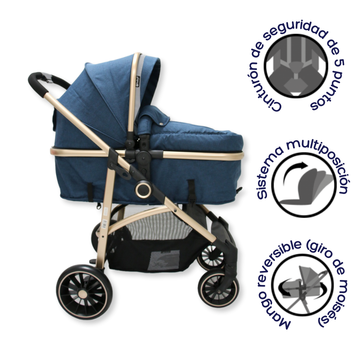 COCHE MOISES CARRI DELUXE EB129 AZUL EBABY