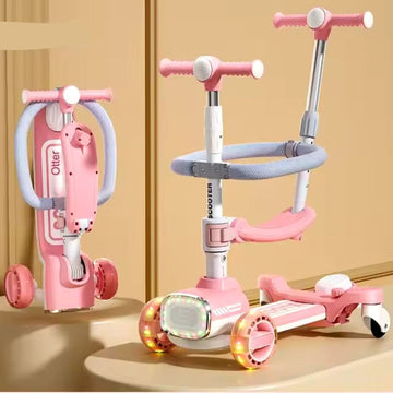 SCOOTER MULTIFUNCIONAL PARA NIÑOS DE 1 HASTA 6 AÑOS DP-24T MUNBE ROSADO