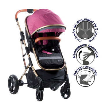 COCHE CUNA MOISES SATURNO EB126 ROSADO EBABY