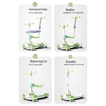 SCOOTER MULTIFUNCIONAL PARA NIÑOS DE 1 HASTA 6 AÑOS DP-24T MUNBE AZUL