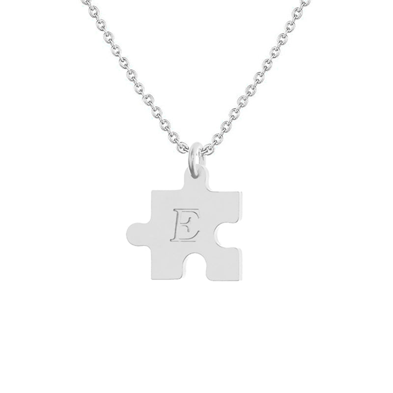 Cadena Con Dije Baño De Oro Collar Rompecabezas Letra Pareja Colgante CBF02