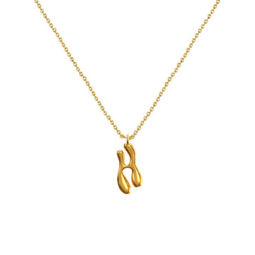 Cadena Con Dije Baño De Oro Collar Inicial Letra Colgante CBF01