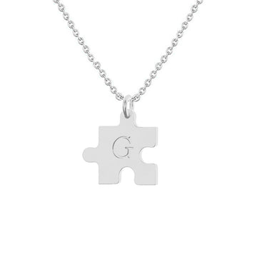 Cadena Con Dije Baño De Oro Collar Rompecabezas Letra Pareja Colgante CBF02