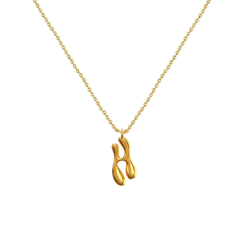 Cadena Con Dije Baño De Oro Collar Inicial Letra Colgante CBF01
