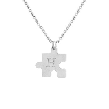 Cadena Con Dije Baño De Oro Collar Rompecabezas Letra Pareja Colgante CBF02