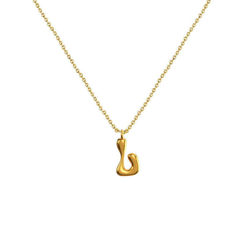 Cadena Con Dije Baño De Oro Collar Inicial Letra Colgante CBF01