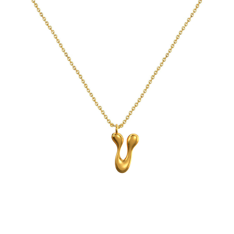 Cadena Con Dije Baño De Oro Collar Inicial Letra Colgante CBF01