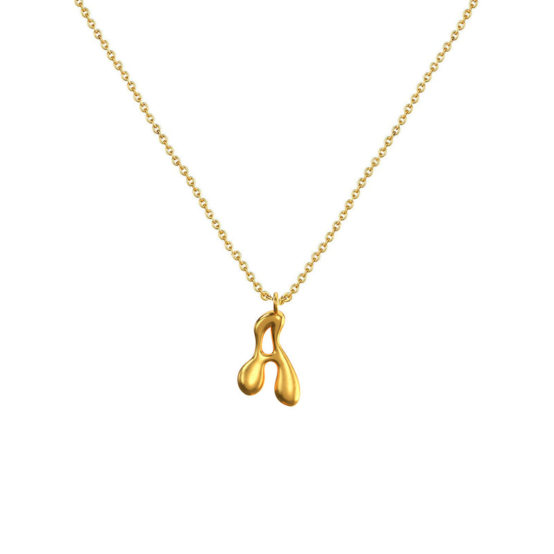 Cadena Con Dije Baño De Oro Collar Inicial Letra Colgante CBF01