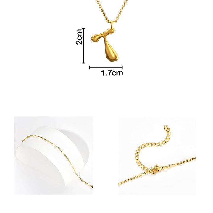 Cadena Con Dije Baño De Oro Collar Inicial Letra Colgante CBF01