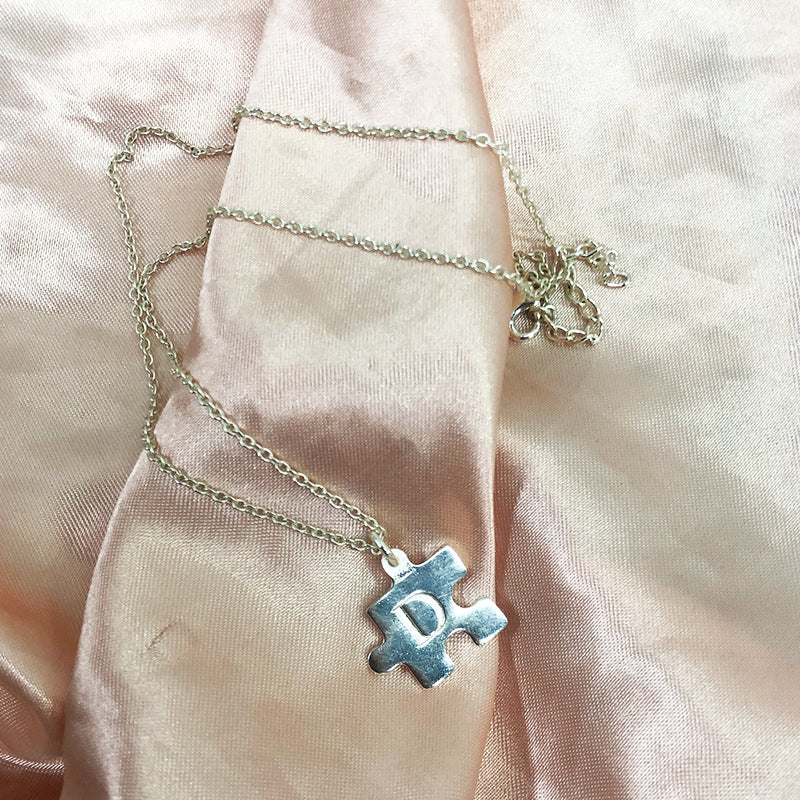 Cadena Con Dije Baño De Oro Collar Rompecabezas Letra Pareja Colgante CBF02