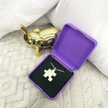 Cadena Con Dije Baño De Oro Collar Rompecabezas Letra Pareja Colgante CBF02