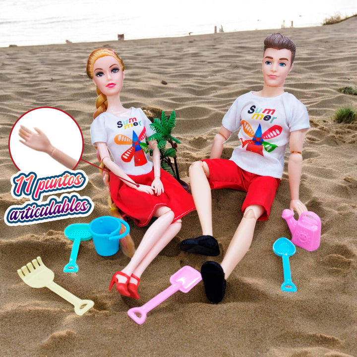 Muñecas Pareja Playera Articulada Infantil juguete W-FQ115K4