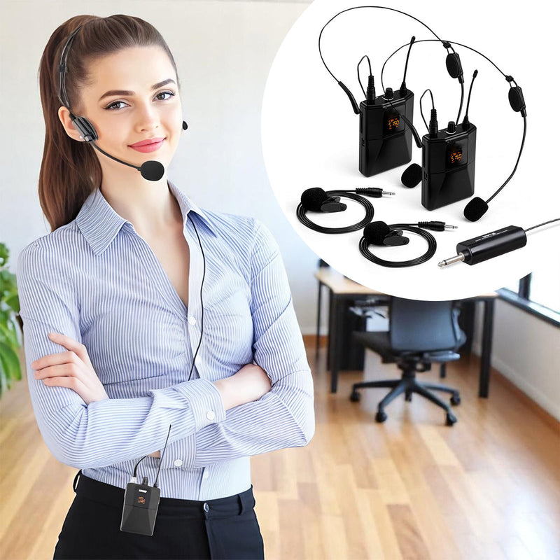 Micrófonos Inalámbricos Dual UHF Transmisor Profesional DX-200H