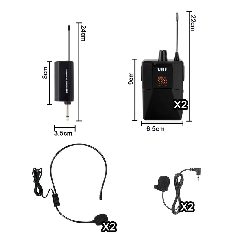 Micrófonos Inalámbricos Dual UHF Transmisor Profesional DX-200H