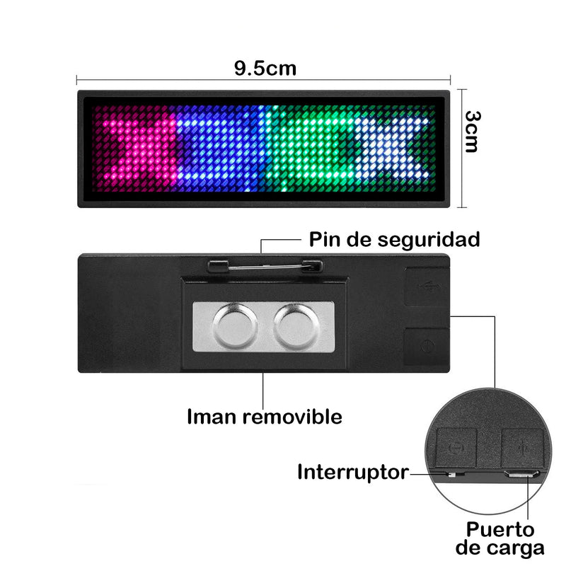 Letrero LED Multicolor Personal Escarapela Luminosa Programable LB4C