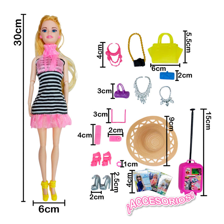 Muñeca Articulada Viajera Collar Luz Sonido W-HB041