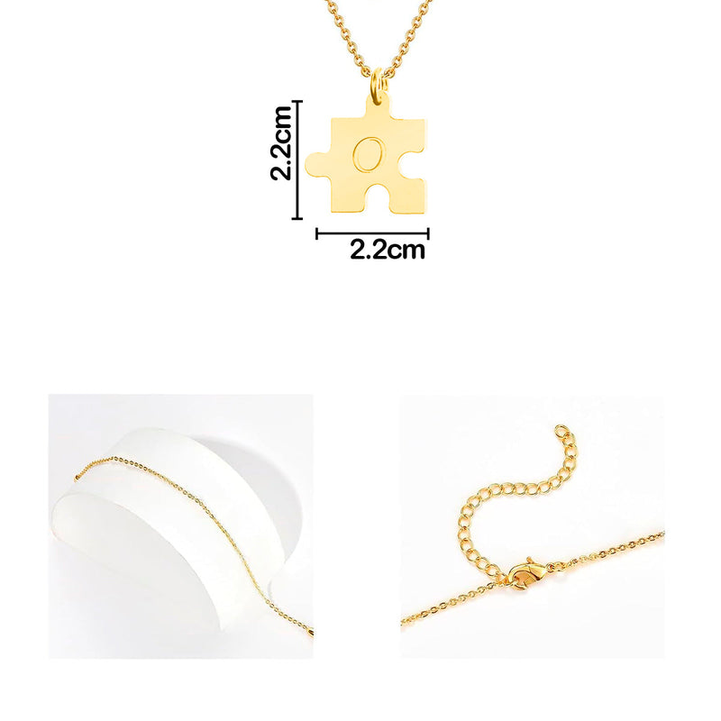 Cadena Con Dije Baño De Oro Collar Rompecabezas Letra Pareja Colgante CBF02