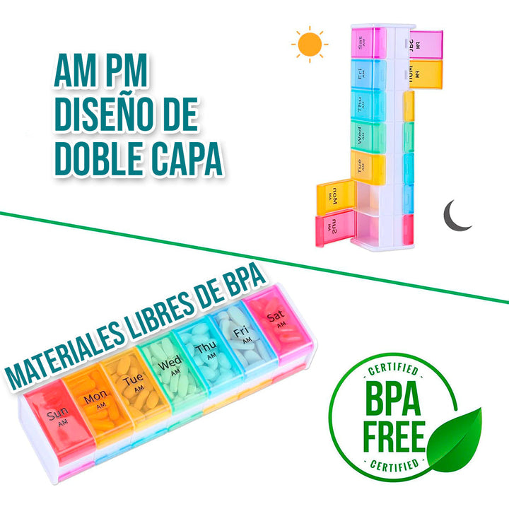 Pastillero Semanal Organizador Pastillas dispensador medicamentos PSO01