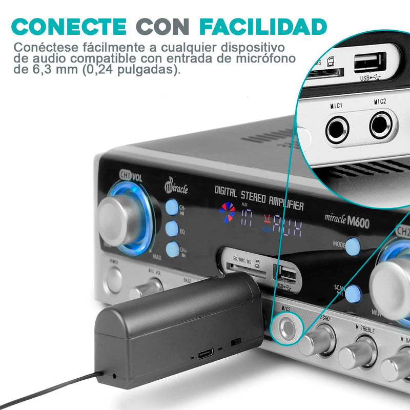 Micrófonos Inalámbricos Dual UHF Transmisor Profesional DX-200H