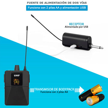 Micrófonos Inalámbricos Dual UHF Transmisor Profesional DX-200H