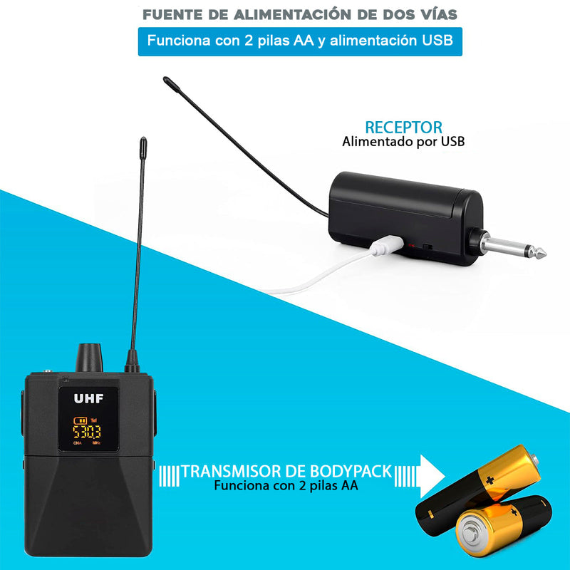 Micrófonos Inalámbricos Dual UHF Transmisor Profesional DX-200H