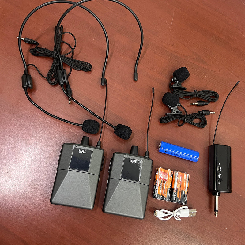 Micrófonos Inalámbricos Dual UHF Transmisor Profesional DX-200H