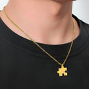 Cadena Con Dije Baño De Oro Collar Rompecabezas Letra Pareja Colgante CBF02
