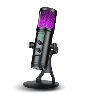 Micrófono profesional condensador omnidireccional USB con luz RGB