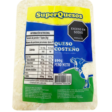 Queso costeño Molido 500 gr superquesos