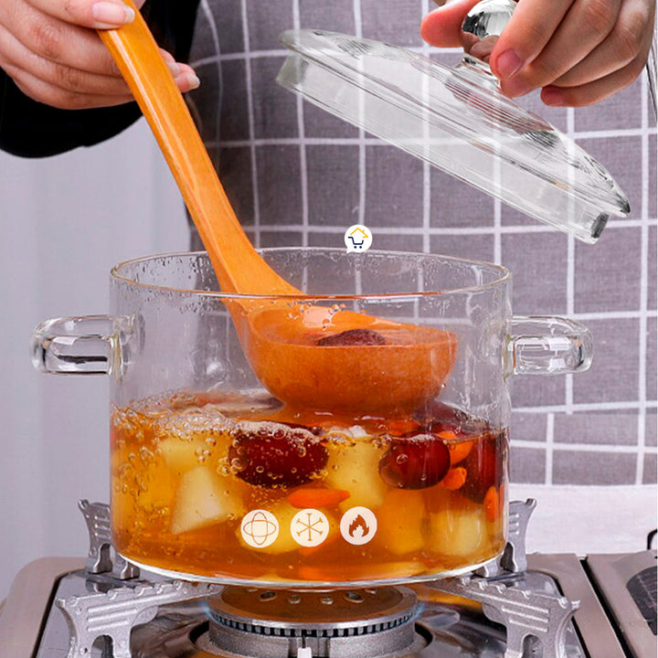 Olla De Vidrio Resistente Al Calor Cacerola 1350 ml Utensilio Cocina YWJ1265