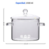 Olla De Vidrio Resistente Al Calor Cacerola 1350 ml Utensilio Cocina YWJ1265