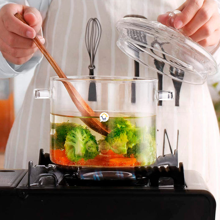 Olla De Vidrio Resistente Al Calor Cacerola 1350 ml Utensilio Cocina YWJ1265