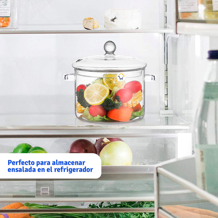 Olla De Vidrio Resistente Al Calor Cacerola 1350 ml Utensilio Cocina YWJ1265