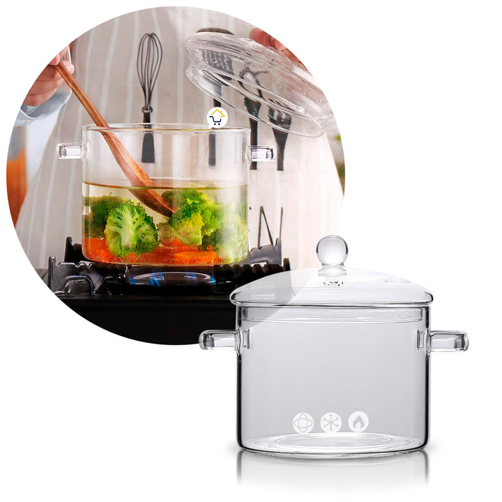 Olla De Vidrio Resistente Al Calor Cacerola 1350 ml Utensilio Cocina YWJ1265