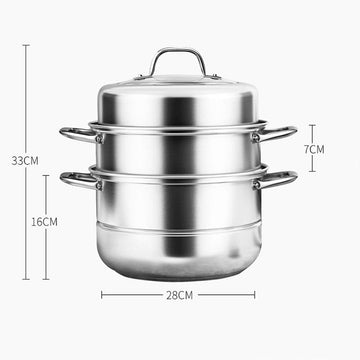 Olla Vaporizador de 3 niveles para Cocina en Acero Inox.