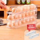 Organizador de Huevos Vertical 2 Bandejas 14 Espacios Huevera 2 Niveles X-21