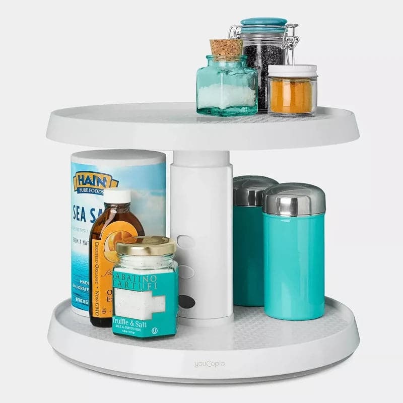 Organizador de cocina con doble bandeja giratorio ajustable
