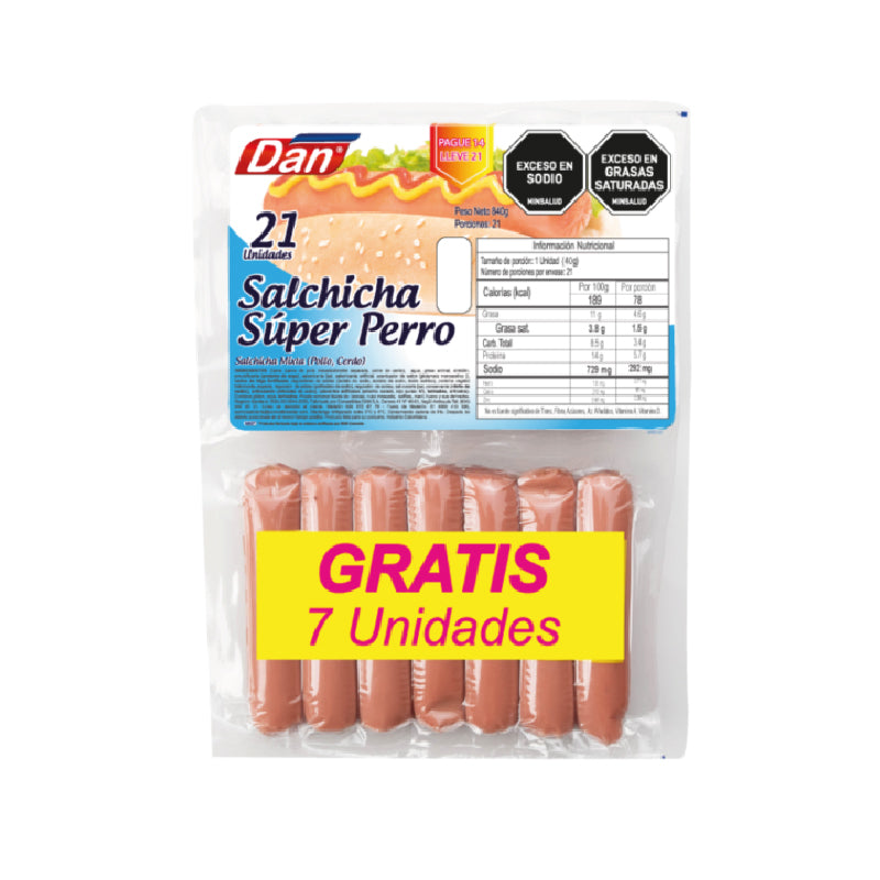 SALCHICHA DAN 840G SUPER PERRO